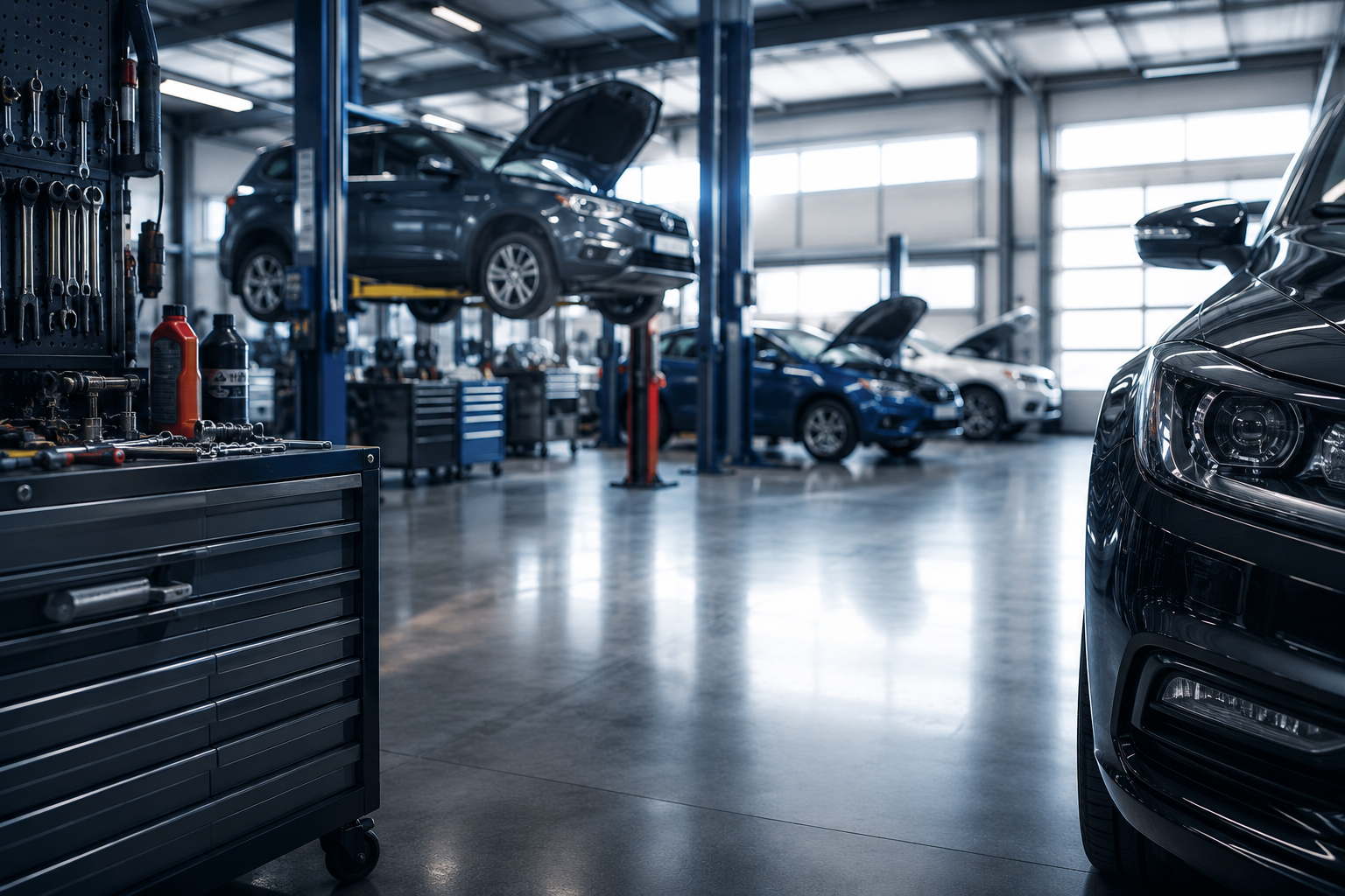 Mecànic amb eines en un taller de reparació d'automòbils